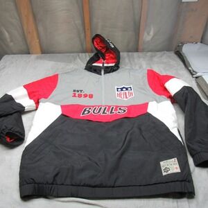 Chicago Bulls Jacket Men 3XL Red Stall & Dean 1/2 Zip Pullover Hooded Anorak VTG